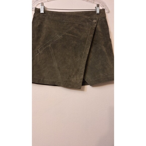 NWT BLANKNYC GREEN LEATHER SUEDE WRAP MINI CLASSIC Y2K BOHO SKIRT WOMEN SIZE 26 - Picture 5 of 8